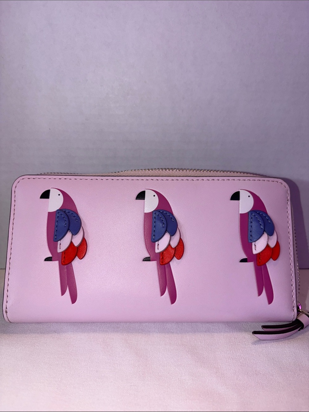 Kate spade flock party 3D parrot pink ladies wallet